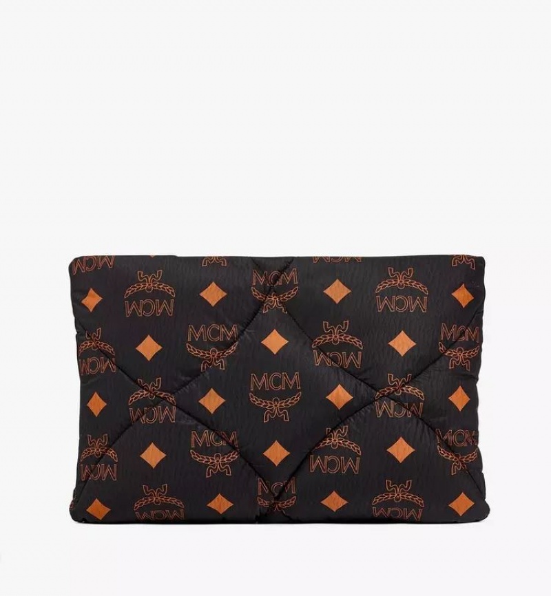 Clutch MCM Worldwide Aren Prešívané Pouch in Maxi Monogram Nylon Čierne | 537481-ORW