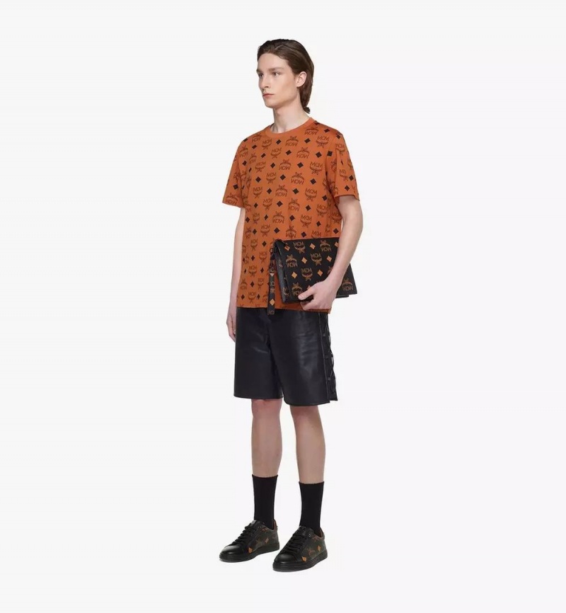 Clutch MCM Worldwide Aren Wristlet Zip Pouch in Maxi Visetos Čierne | 260379-VNY