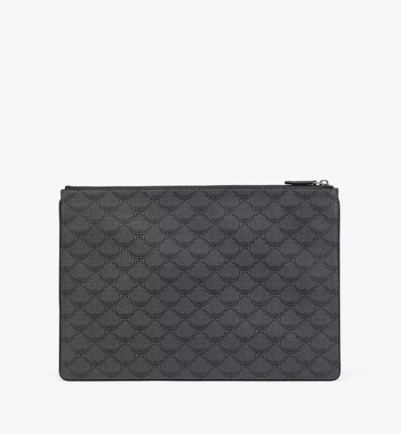 Clutch MCM Worldwide Himmel Zip Pouch in Lauretos Siva | 091257-BGH