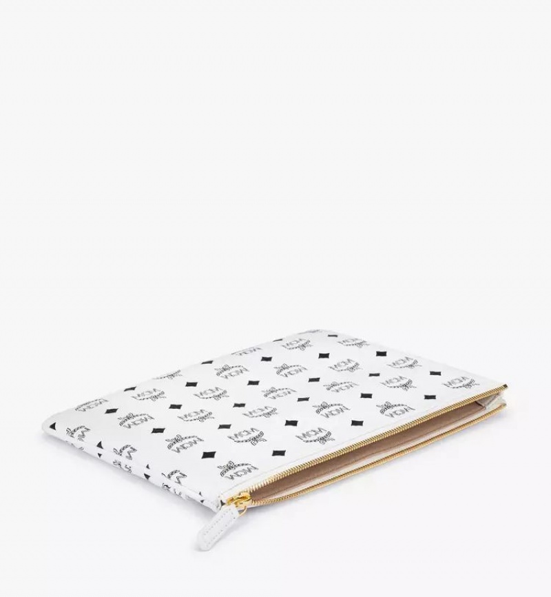 Clutch MCM Worldwide Pouch in Visetos Original Biele | 725643-WDL