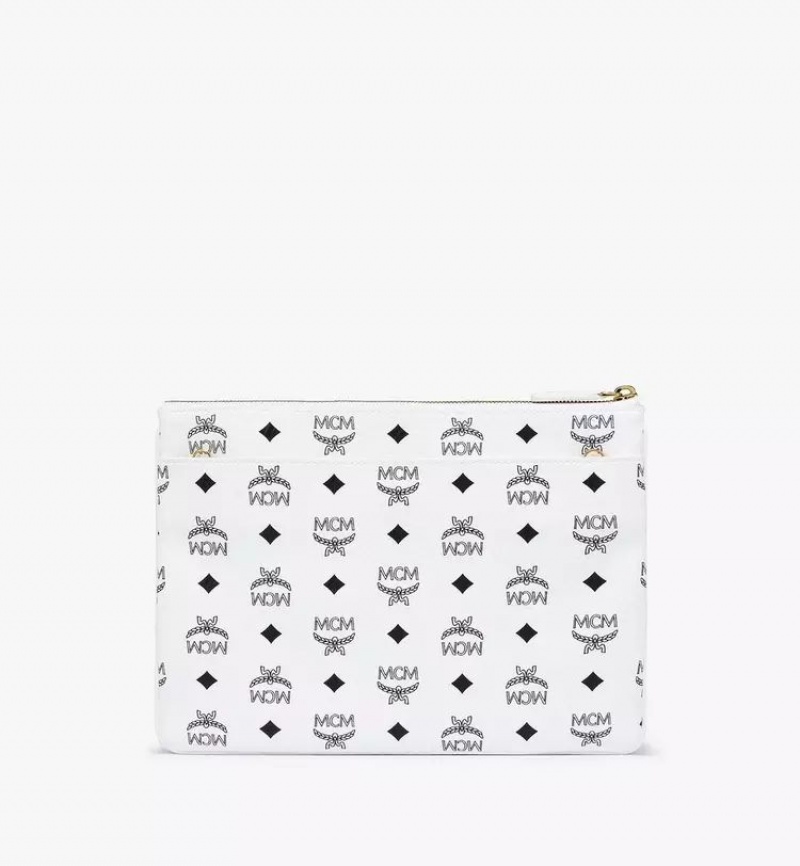 Clutch MCM Worldwide Pouch in Visetos Original Biele | 725643-WDL