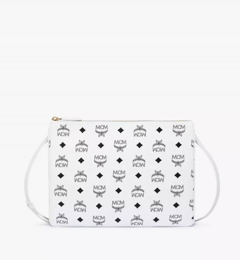 Clutch MCM Worldwide Pouch in Visetos Original Biele | 725643-WDL