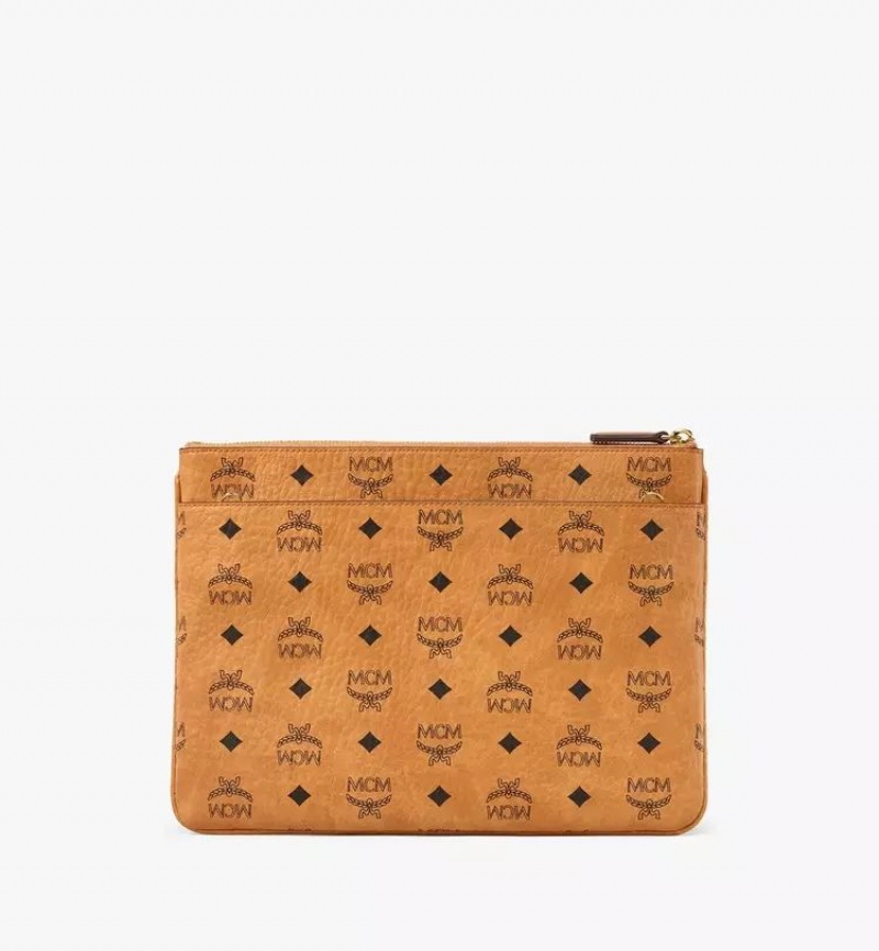Clutch MCM Worldwide Pouch in Visetos Original Hnede | 217359-NOA