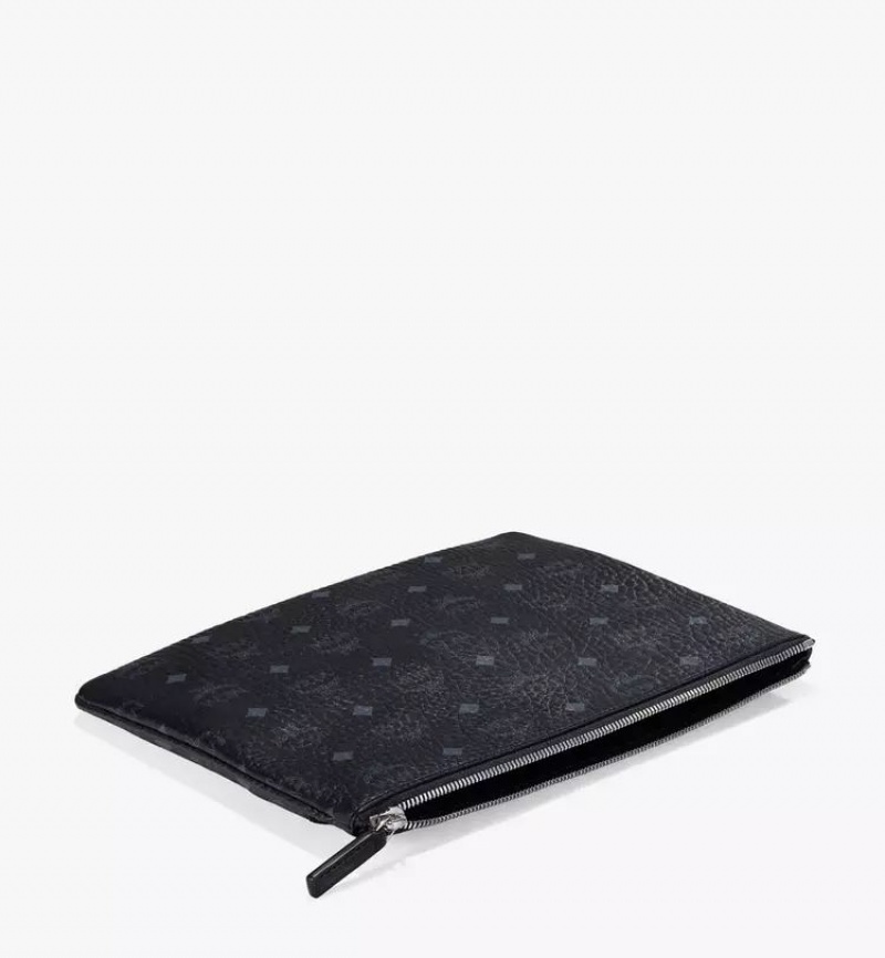 Clutch MCM Worldwide Pouch in Visetos Original Čierne | 520794-BPS