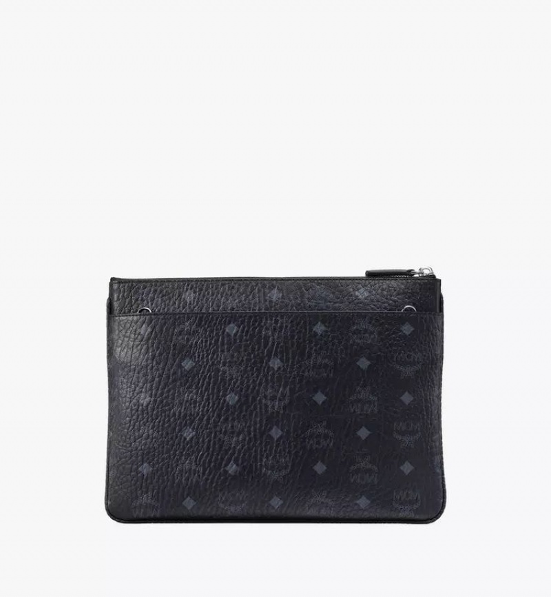 Clutch MCM Worldwide Pouch in Visetos Original Čierne | 520794-BPS