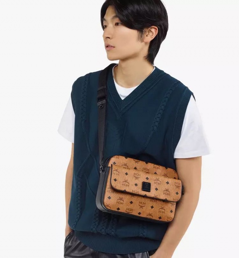 Crossbody Kabelka MCM Worldwide Aren Messenger in Visetos Hnede | 728506-SLY