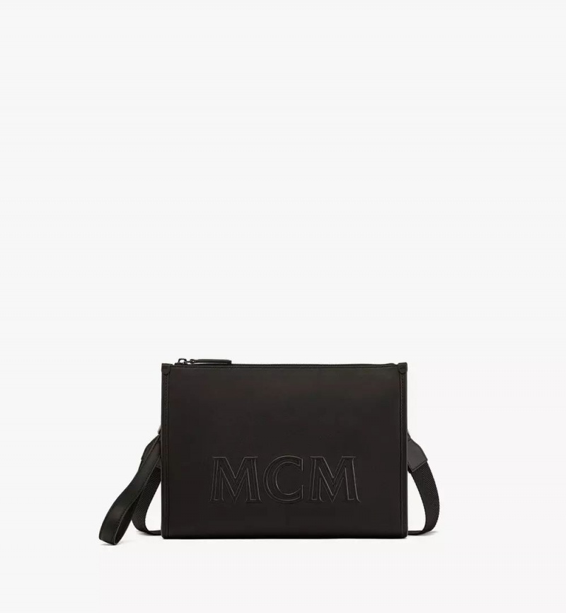 Crossbody Kabelka MCM Worldwide Aren Pouch in Spanish Calf Kozene Čierne | 210598-ZRN