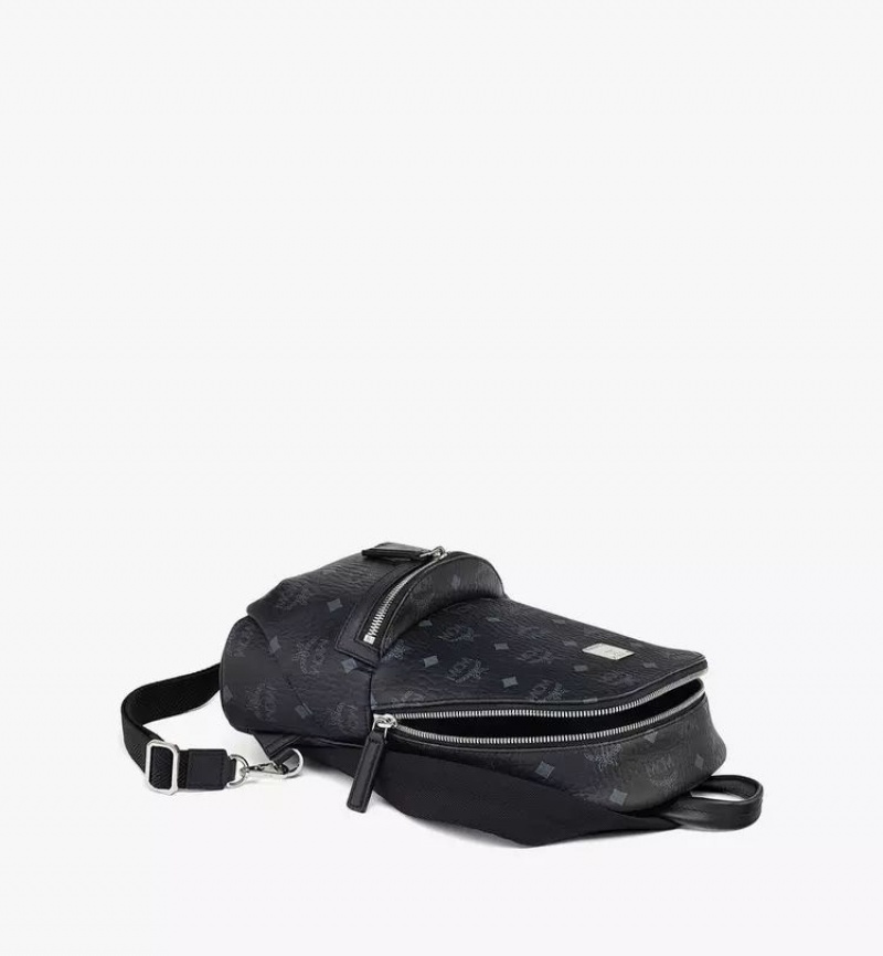 Crossbody Kabelka MCM Worldwide Aren Sling in Visetos Čierne | 342186-AWD