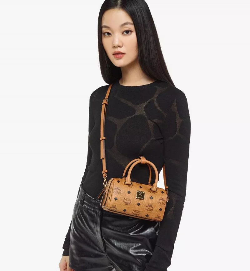 Crossbody Kabelka MCM Worldwide Boston in Visetos Original Hnede | 823679-EMP