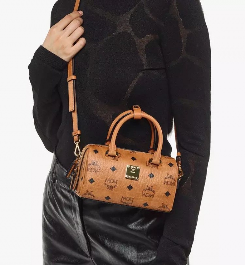 Crossbody Kabelka MCM Worldwide Boston in Visetos Original Hnede | 823679-EMP