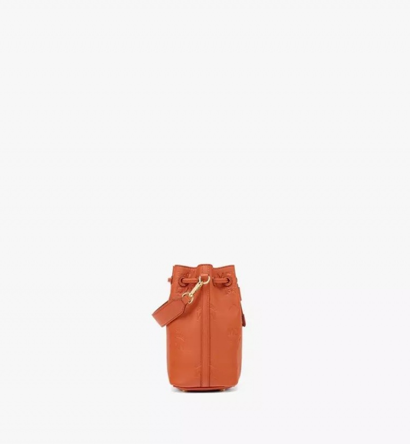 Crossbody Kabelka MCM Worldwide Dessau Drawstring In Embossed Monogram Kozene Hnede | 591482-KLM