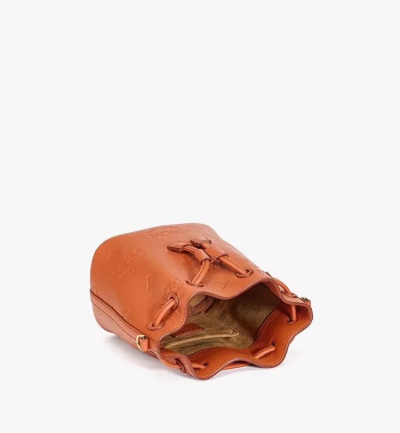 Crossbody Kabelka MCM Worldwide Dessau Drawstring In Embossed Monogram Kozene Hnede | 591482-KLM