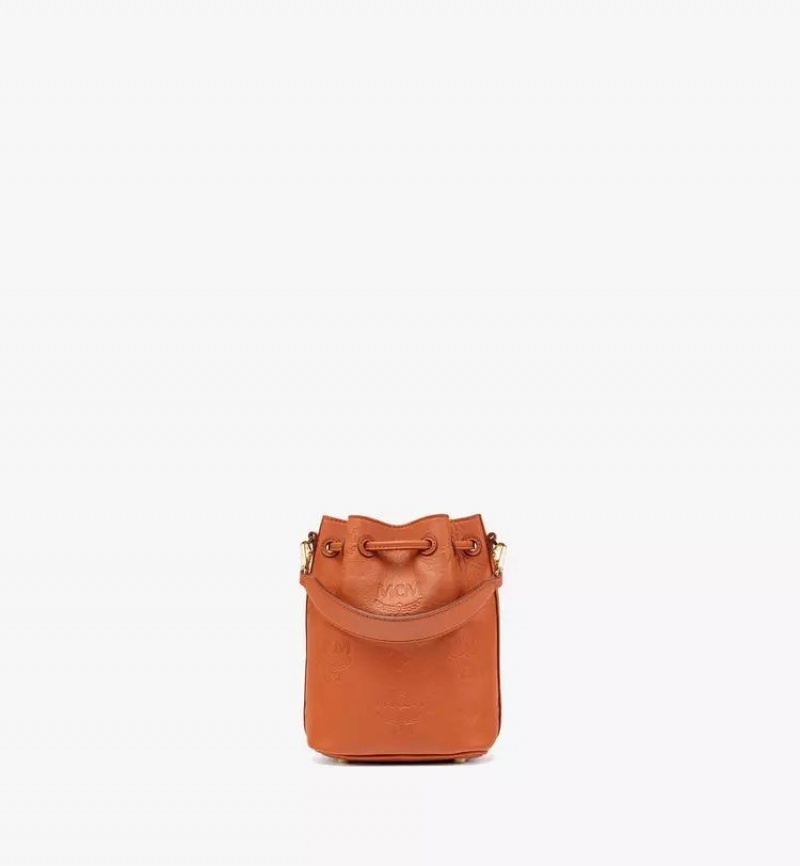 Crossbody Kabelka MCM Worldwide Dessau Drawstring In Embossed Monogram Kozene Hnede | 591482-KLM