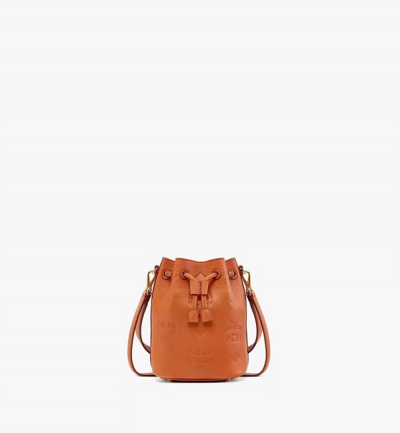 Crossbody Kabelka MCM Worldwide Dessau Drawstring In Embossed Monogram Kozene Hnede | 591482-KLM