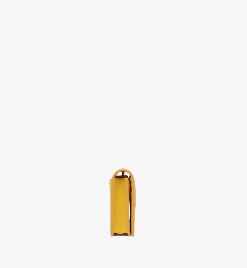 Crossbody Kabelka MCM Worldwide Diamond Chain in Spanish Calf Kozene Žlté | 872105-WHB