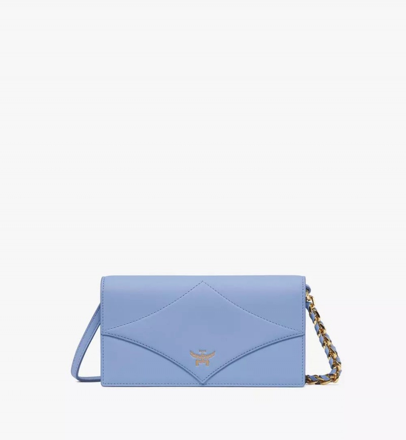 Crossbody Kabelka MCM Worldwide Diamond Chain in Spanish Calf Kozene Modre | 804519-EWU