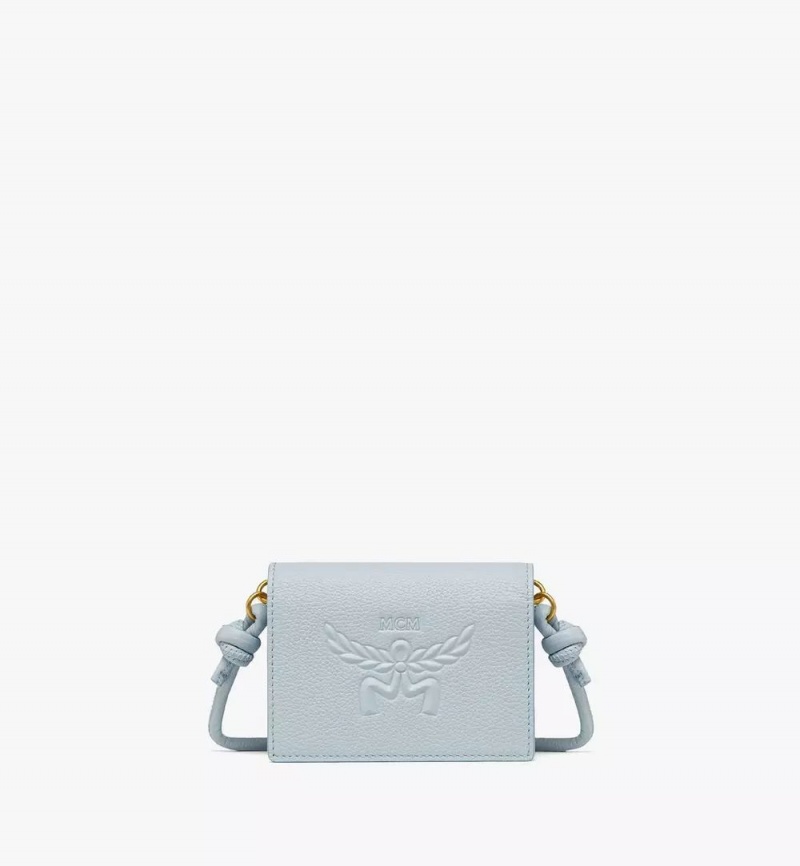 Crossbody Kabelka MCM Worldwide Himmel in Embossed Logo Kozene Modre | 014825-GXH