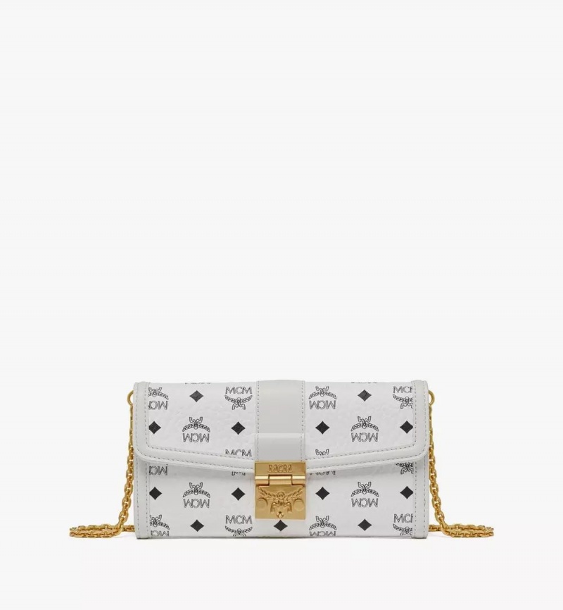 Crossbody Kabelka MCM Worldwide Tracy Chain in Visetos Biele | 265380-TLW