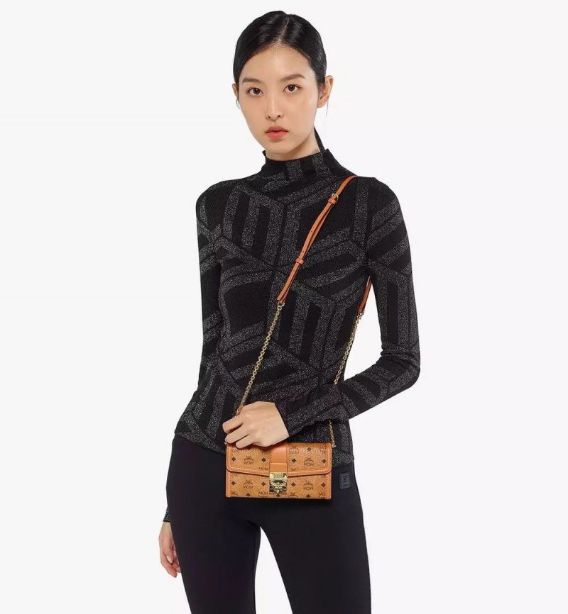 Crossbody Kabelka MCM Worldwide Tracy Chain in Visetos Hnede | 971368-CIU