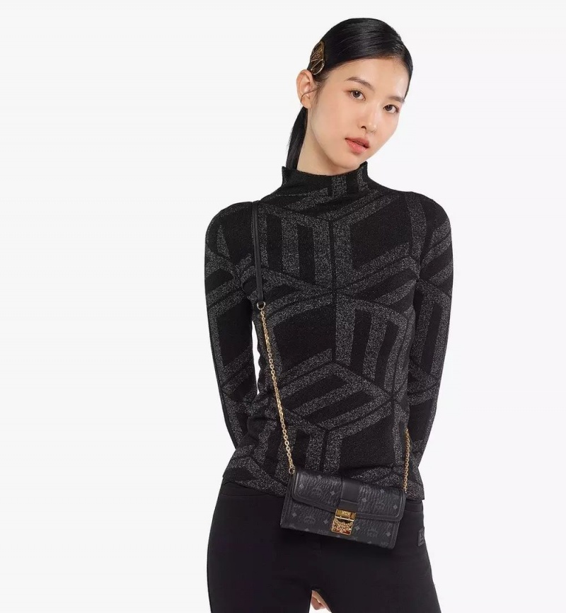Crossbody Kabelka MCM Worldwide Tracy Chain in Visetos Čierne | 896430-RGQ