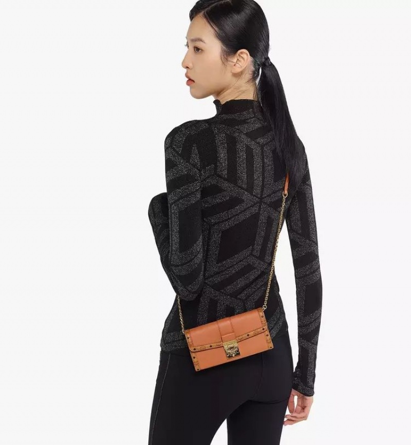 Crossbody Kabelka MCM Worldwide Tracy Chain in Kozene Visetos Mix Hnede | 583401-HKX