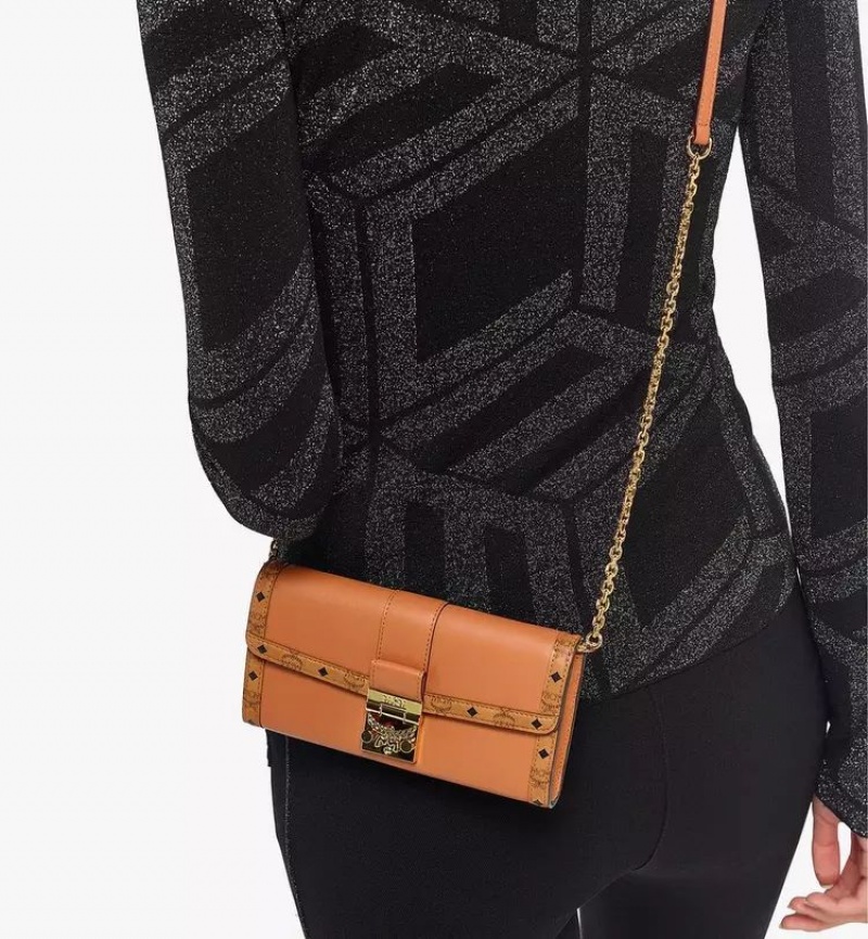 Crossbody Kabelka MCM Worldwide Tracy Chain in Kozene Visetos Mix Hnede | 583401-HKX