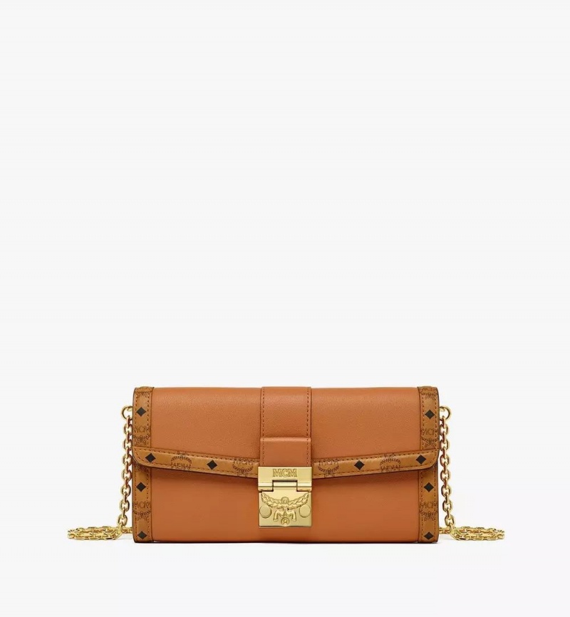 Crossbody Kabelka MCM Worldwide Tracy Chain in Kozene Visetos Mix Hnede | 583401-HKX