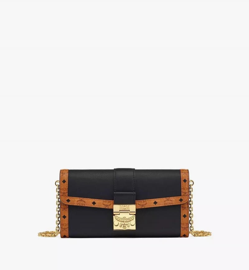 Crossbody Kabelka MCM Worldwide Tracy Chain in Kozene Visetos Mix Čierne | 061384-OGE
