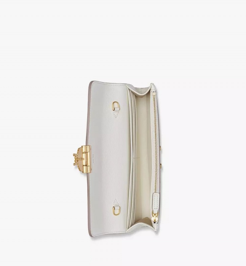 Crossbody Kabelka MCM Worldwide Tracy Chain in Embossed Monogram Kozene Biele | 419708-BPE