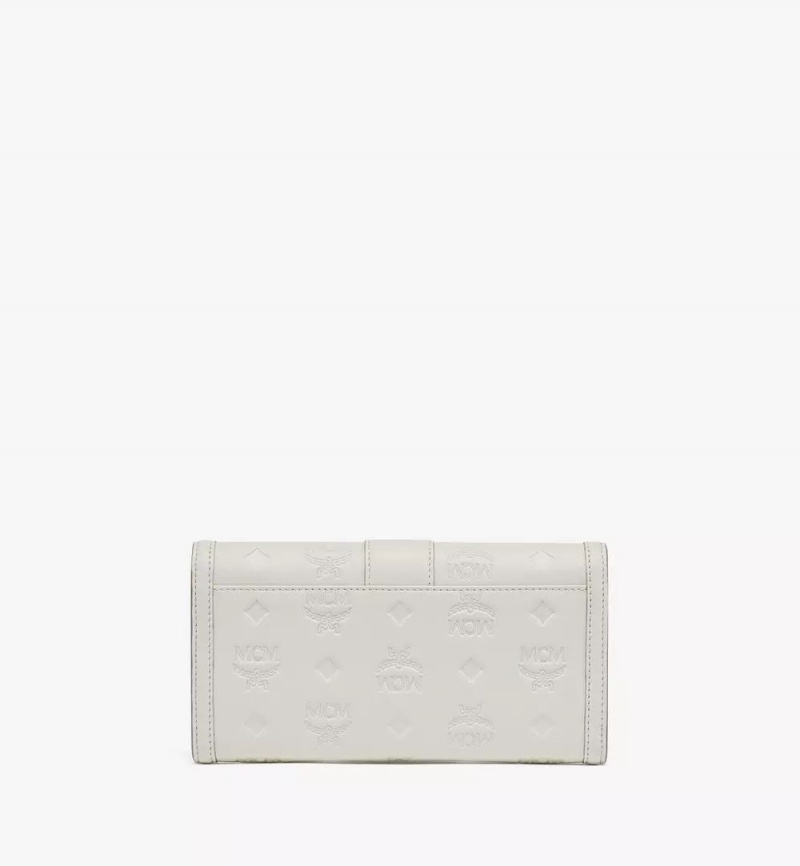 Crossbody Kabelka MCM Worldwide Tracy Chain in Embossed Monogram Kozene Biele | 419708-BPE