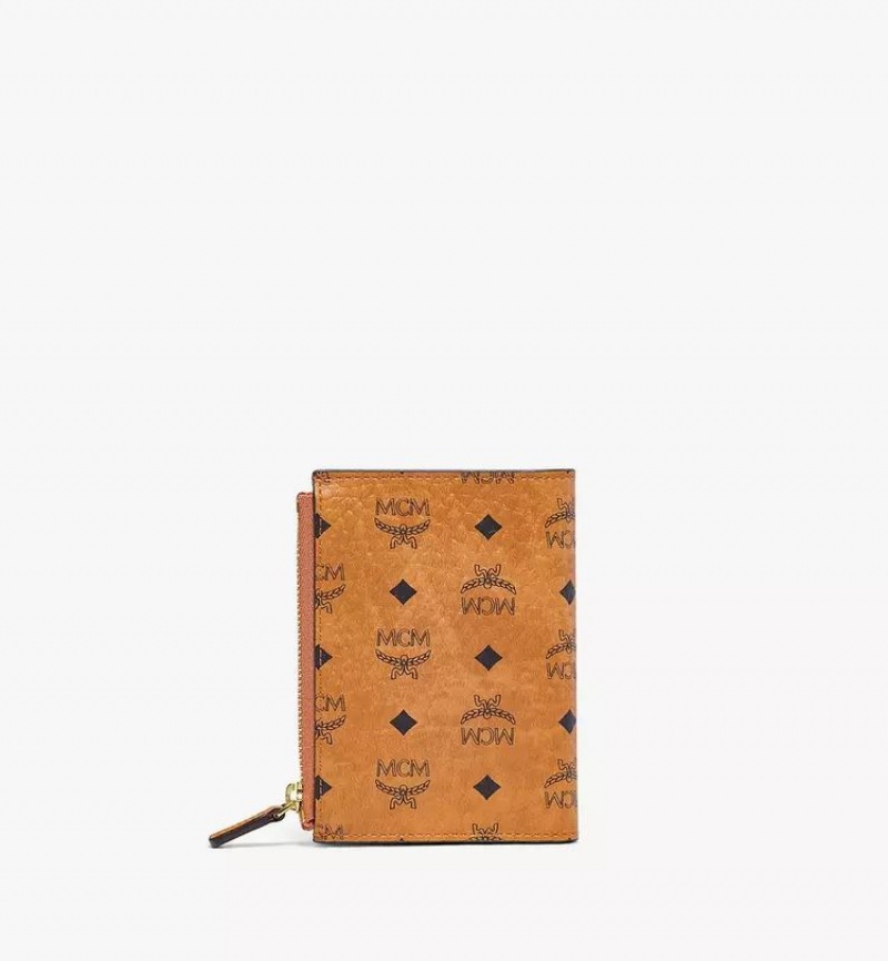 Dvojdielna Peňaženka MCM Worldwide Zip in Visetos Original Hnede | 730968-PCA