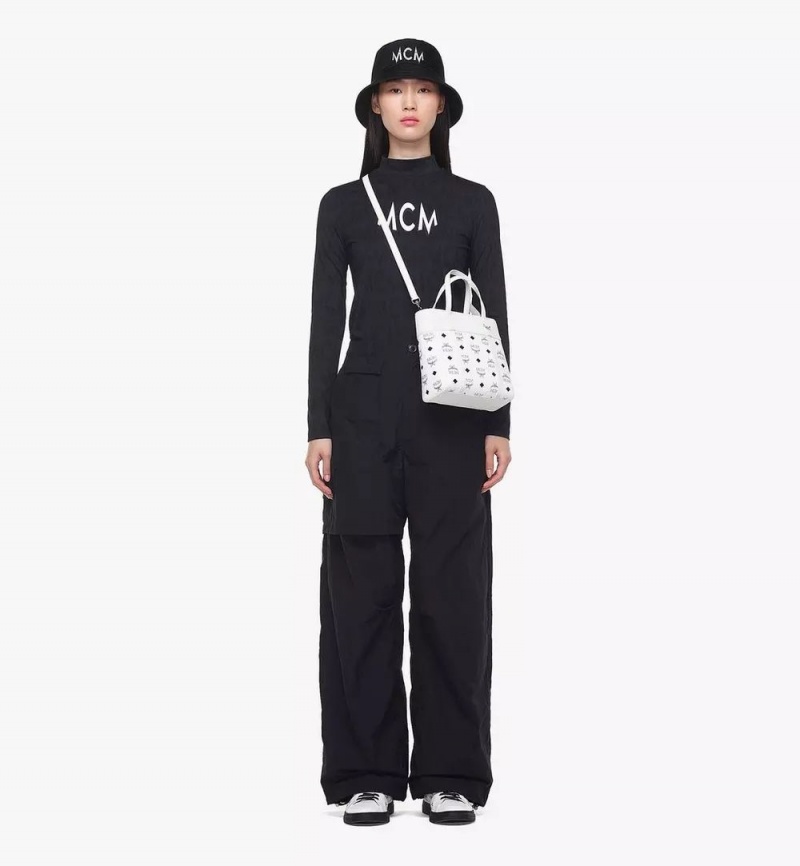 Kabelka MCM Worldwide Aren-Zip in Visetos Kozene Mix Biele | 376842-LBU