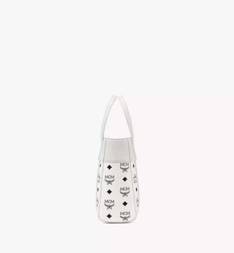 Kabelka MCM Worldwide Aren-Zip in Visetos Kozene Mix Biele | 376842-LBU