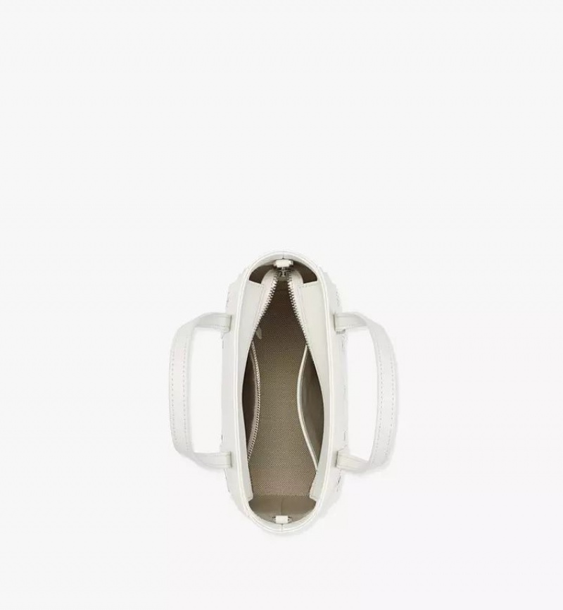 Kabelka MCM Worldwide Aren-Zip in Visetos Kozene Mix Biele | 376842-LBU