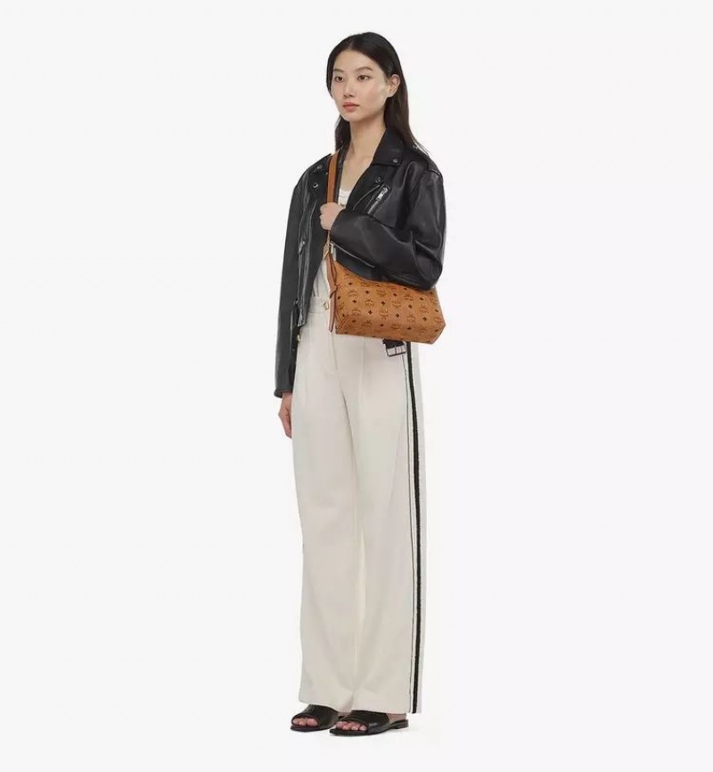 Kabelka MCM Worldwide Aren Hobo in Visetos Hnede | 329501-BQD