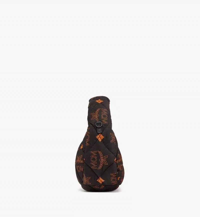 Kabelka MCM Worldwide Aren Prešívané Hobo in Maxi Monogram Nylon Čierne | 973560-HEZ