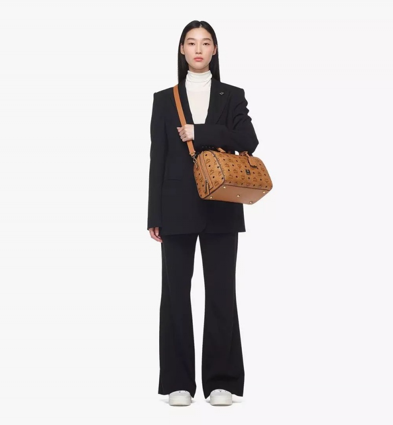 Kabelka MCM Worldwide Boston in Visetos Original Hnede | 201436-TGR