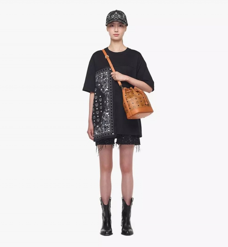 Kabelka MCM Worldwide Dessau Drawstring in Visetos Hnede | 583720-BTG