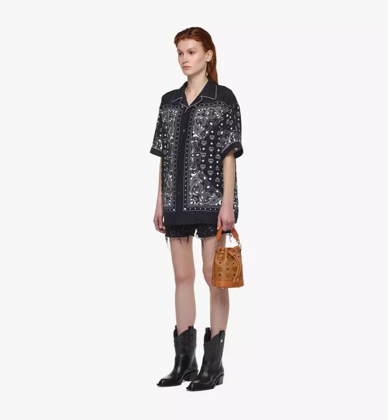 Kabelka MCM Worldwide Dessau Drawstring in Visetos Hnede | 580361-PHY