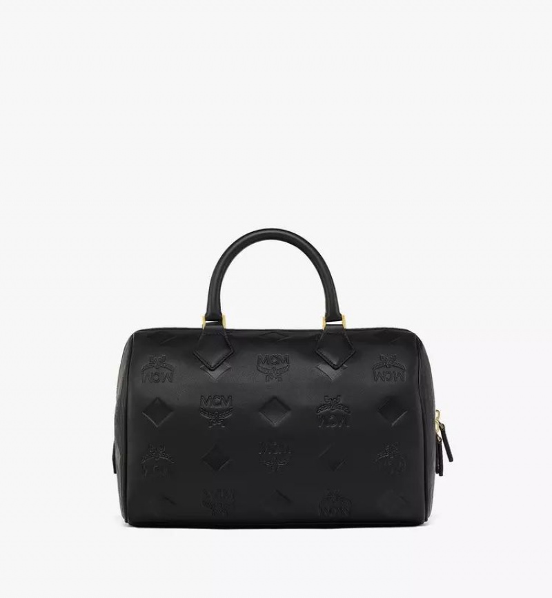 Kabelka MCM Worldwide Ella Boston in Maxi Monogram Kozene Čierne | 179528-YDF
