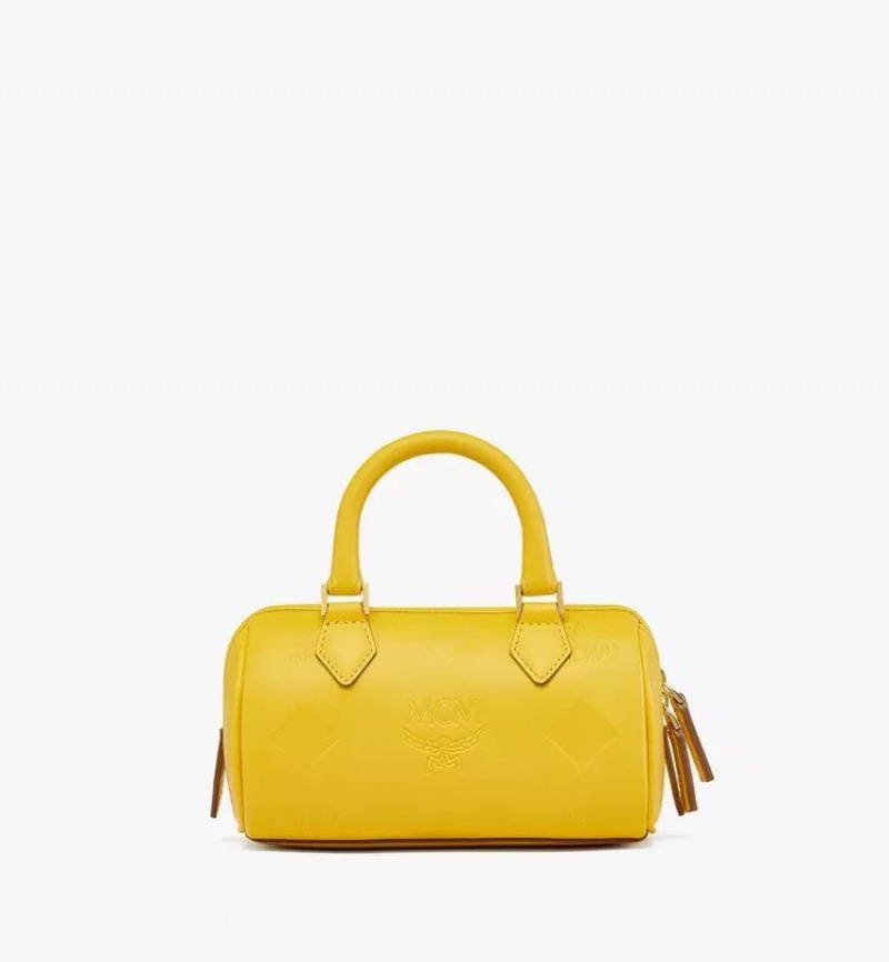 Kabelka MCM Worldwide Ella Boston in Maxi Monogram Kozene Žlté | 185260-CKX