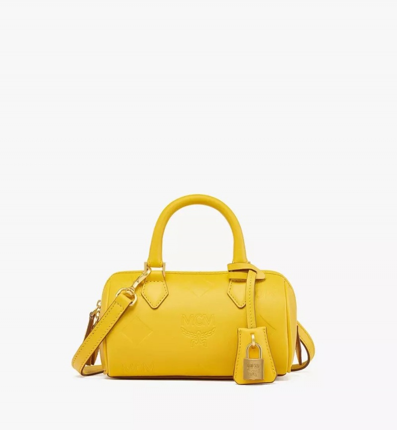 Kabelka MCM Worldwide Ella Boston in Maxi Monogram Kozene Žlté | 185260-CKX