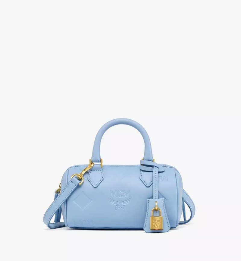 Kabelka MCM Worldwide Ella Boston in Maxi Monogram Kozene Modre | 260378-BRS