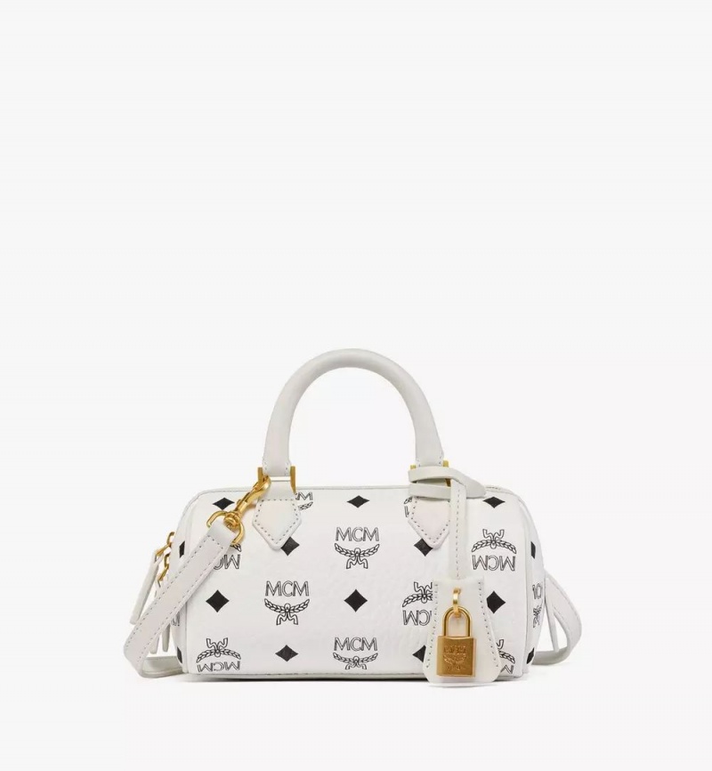 Kabelka MCM Worldwide Ella Boston in Visetos Biele | 476390-LGZ
