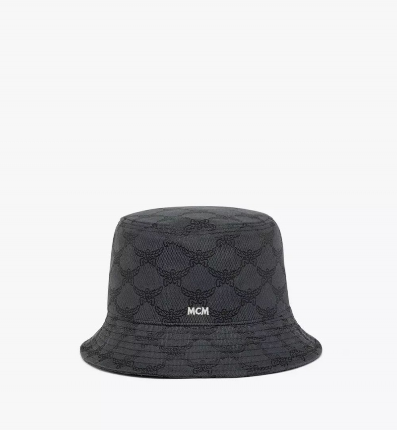 Klobuky MCM Worldwide Bucket in Lauretos Denim Jacquard Panske Siva | 152436-JGI