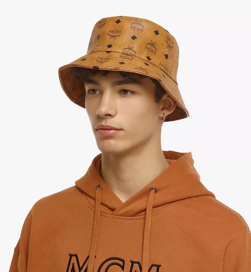 Klobuky MCM Worldwide Bucket in Visetos Damske Hnede | 675091-ZAV