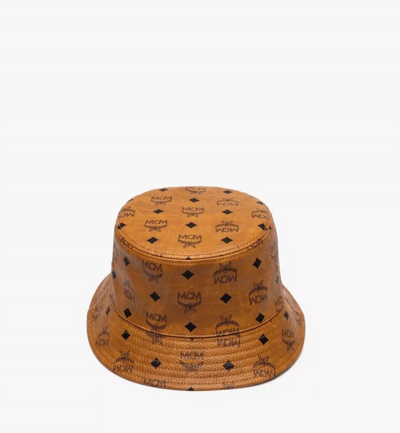 Klobuky MCM Worldwide Bucket in Visetos Damske Hnede | 675091-ZAV