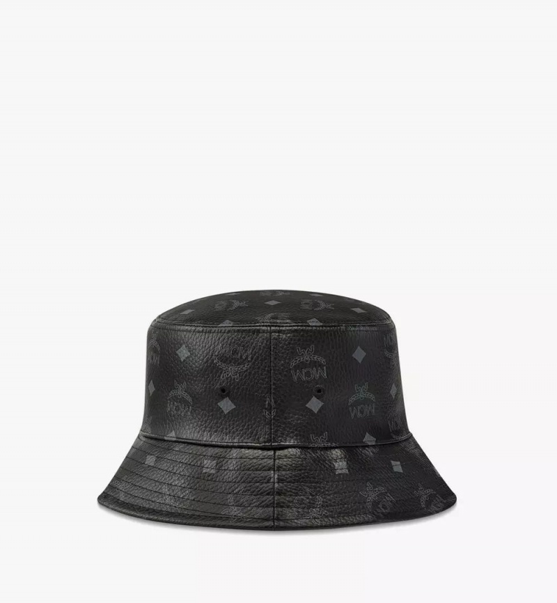 Klobuky MCM Worldwide Bucket in Visetos Damske Čierne | 147832-IKU