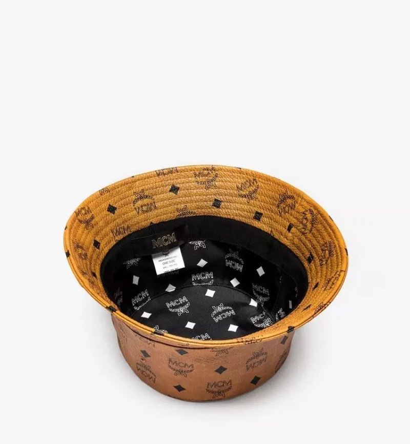 Klobuky MCM Worldwide Bucket in Visetos Panske Hnede | 017564-GHN