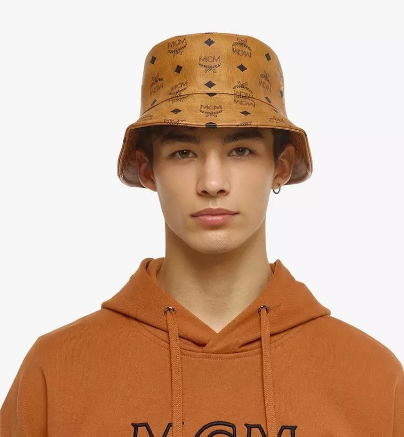 Klobuky MCM Worldwide Bucket in Visetos Panske Hnede | 017564-GHN